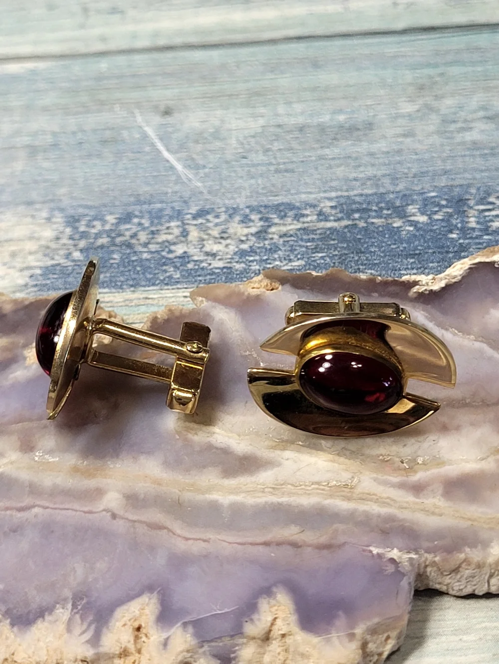 Anson Gold-Tone Cufflinks with red cabochon